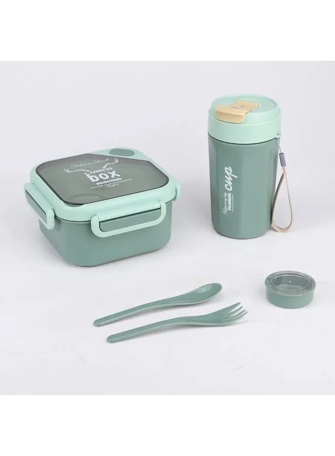 Mobcos Mobcos Kids Sports Lunch Box and Water Bottle Combo Set For Kids &amp; Adults Premium Food-Grade PP Plastic Leakproof &Amp Spill Proof (Green)